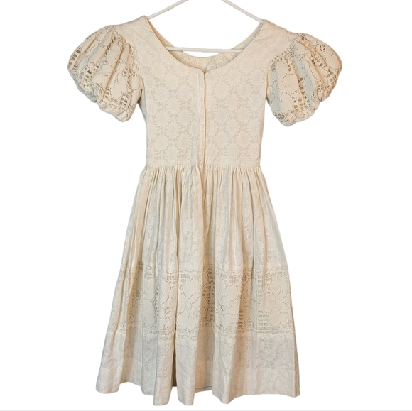 Lou-Ette California Vintage Victorian Vibes Made in USA White Dress Size 3-4 - Picture 4 of 10
